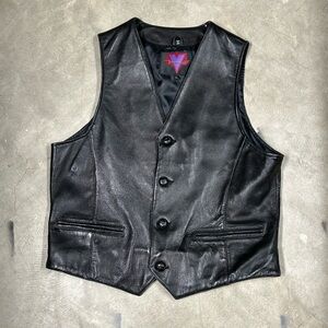 Verducci Men’s  (or women’s ?) Leather Black Motorcycle Vest Size Large